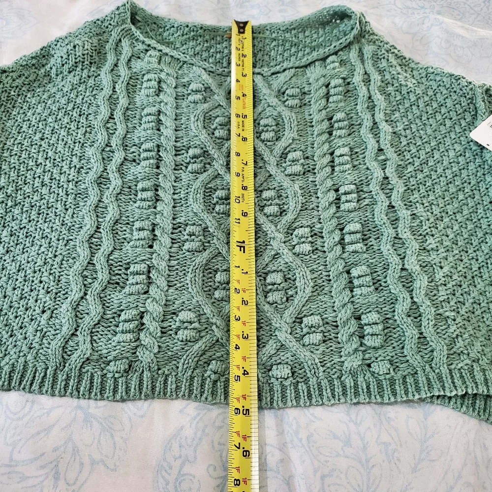 Free People Changing Tides Pullover Long Sleeve Crop Sweater XS Spruce